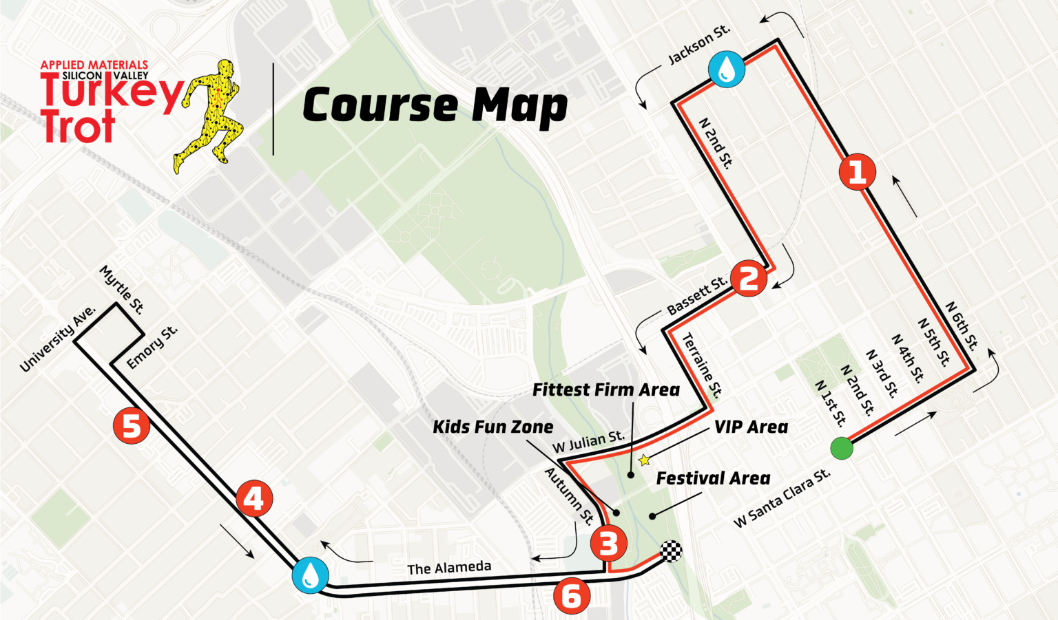 Course Map – 20th Annual Silicon Valley Turkey Trot